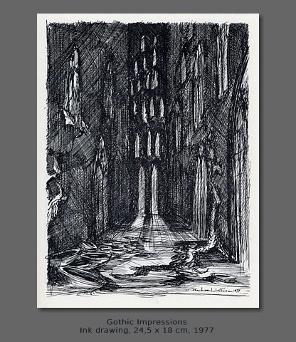 Michael Kühne ACD 1977  Gothic Impressions 2   Ink drawing, 24,5 x 18 cm