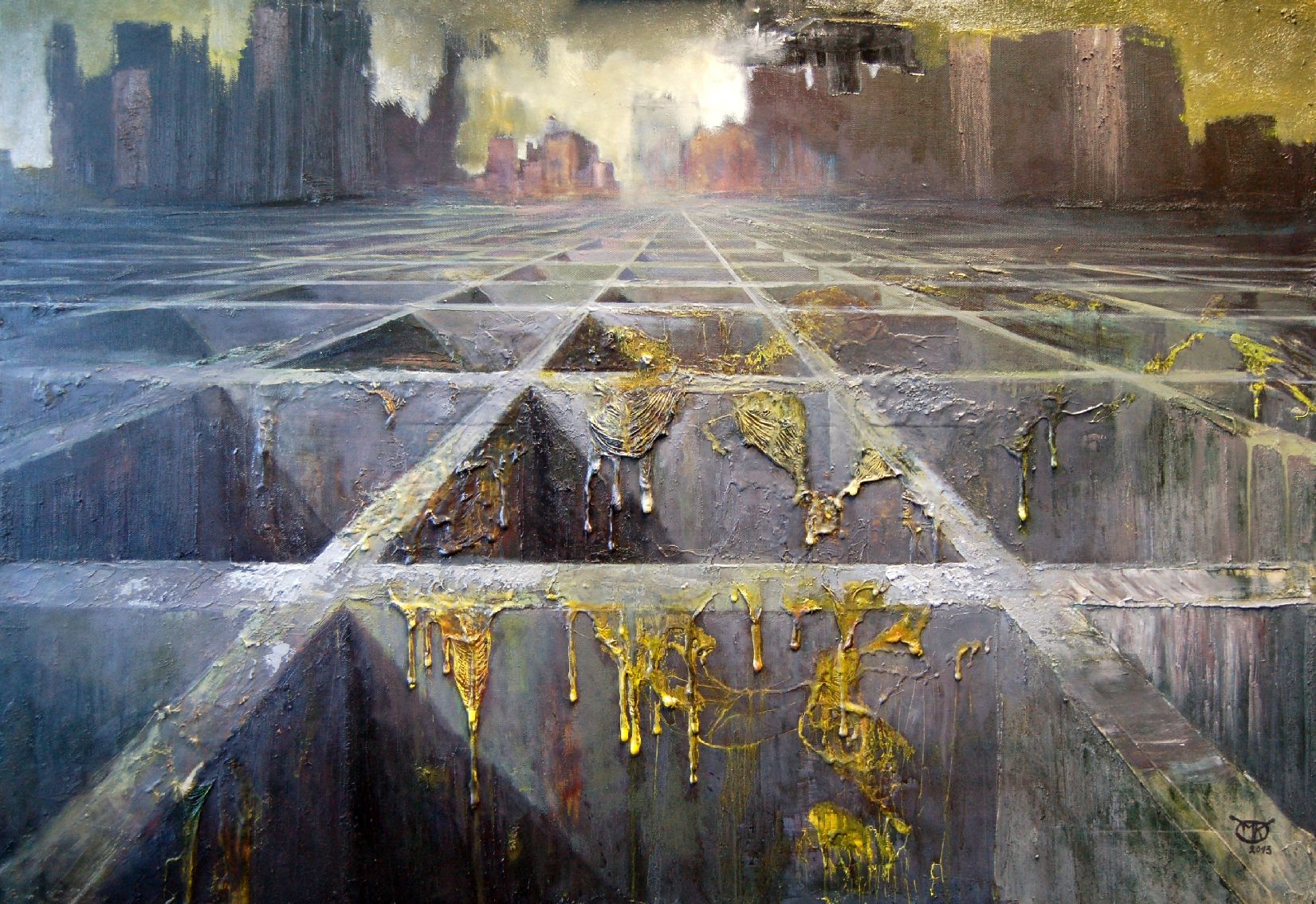 Das Rätsel vor der Stadt. Oil on canvas 70 x 100 cm, 2013 web